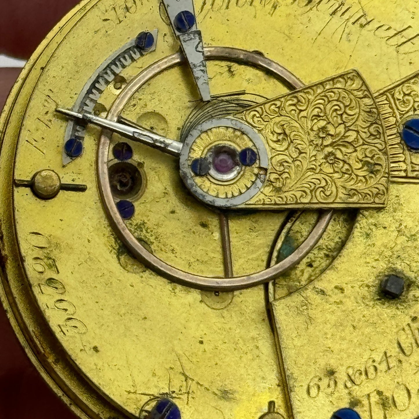 36mm John Bennett Cheapside London Antique Key Wound Pocket Watch Movement PARTS
