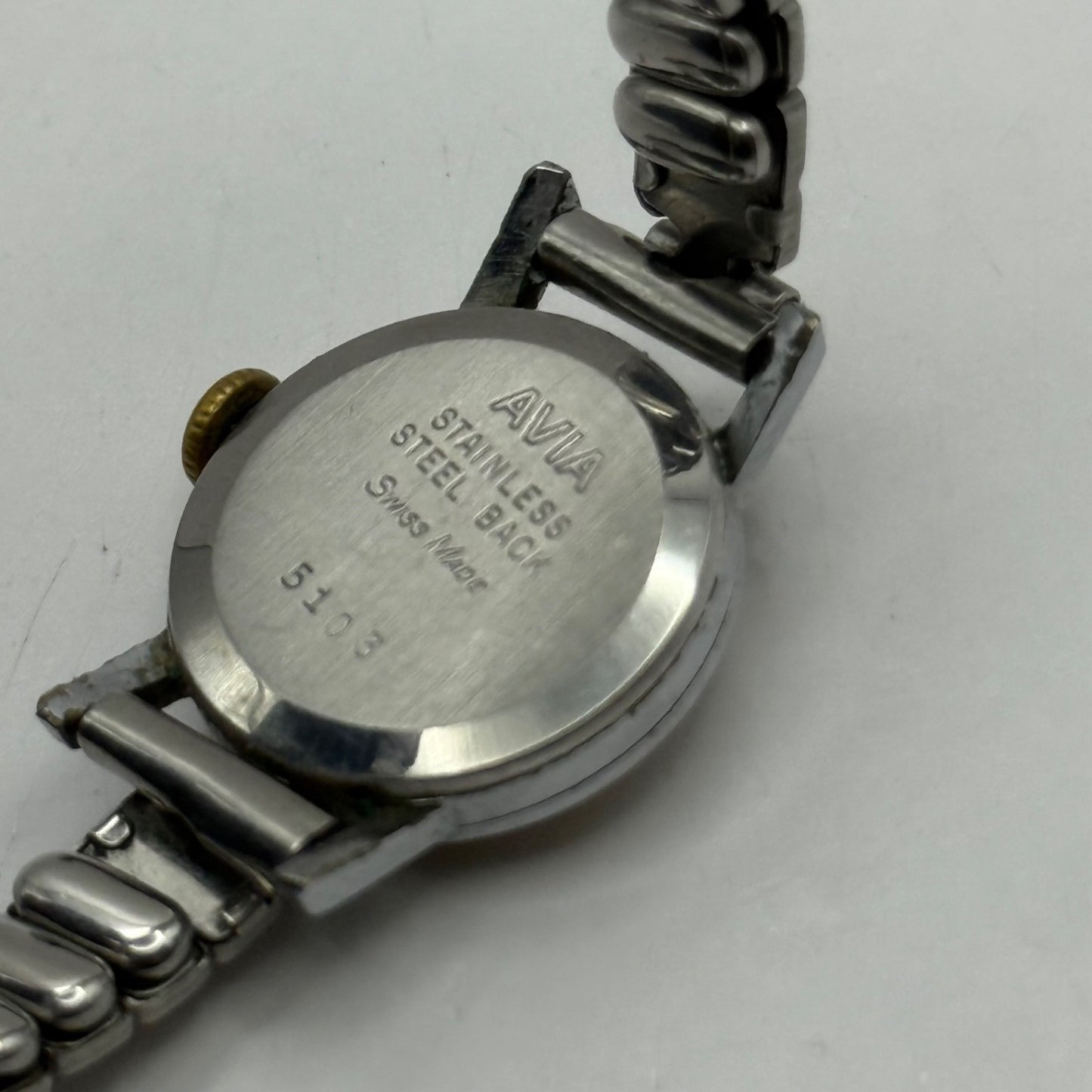 20mm Vintage Ladies Avia 15 Jewels Swiss Stainless Steel Manual Wind Watch PARTS