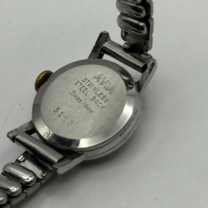 20mm Vintage Ladies Avia 15 Jewels Swiss Stainless Steel Manual Wind Watch PARTS