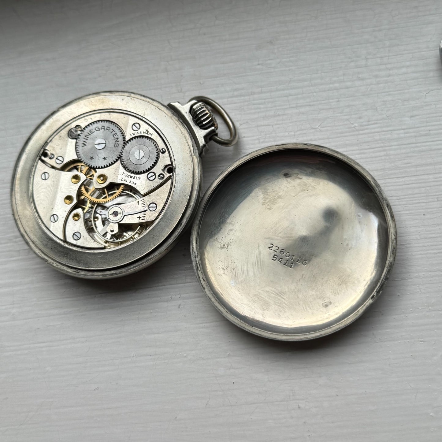 Winegartens Railway Regulator Cortebert Cal 534 Screw Case Pocket Watch Running