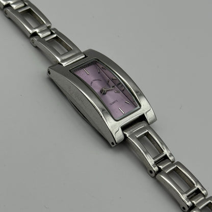 Louis Valentine Ladies Quartz Watch Purple Dial Silver Tone Japan Working 19mm