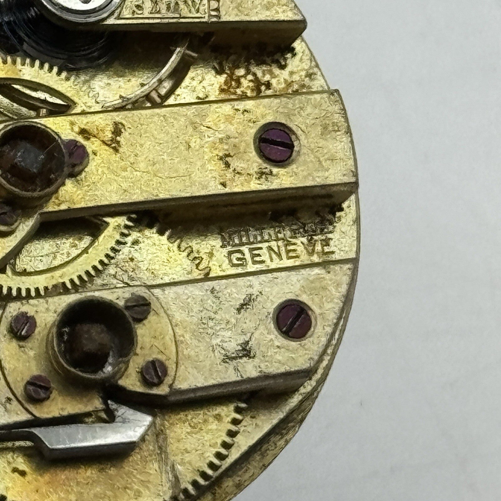 33.7mm Milleret Geneve Cylinder Watch Movement No Dial Hands FOR PARTS