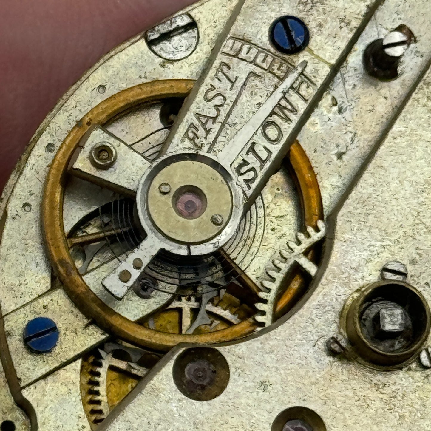 43.2mm Antique Key Wound Balance Intact Pocket Watch Movement Dial Hands PARTS