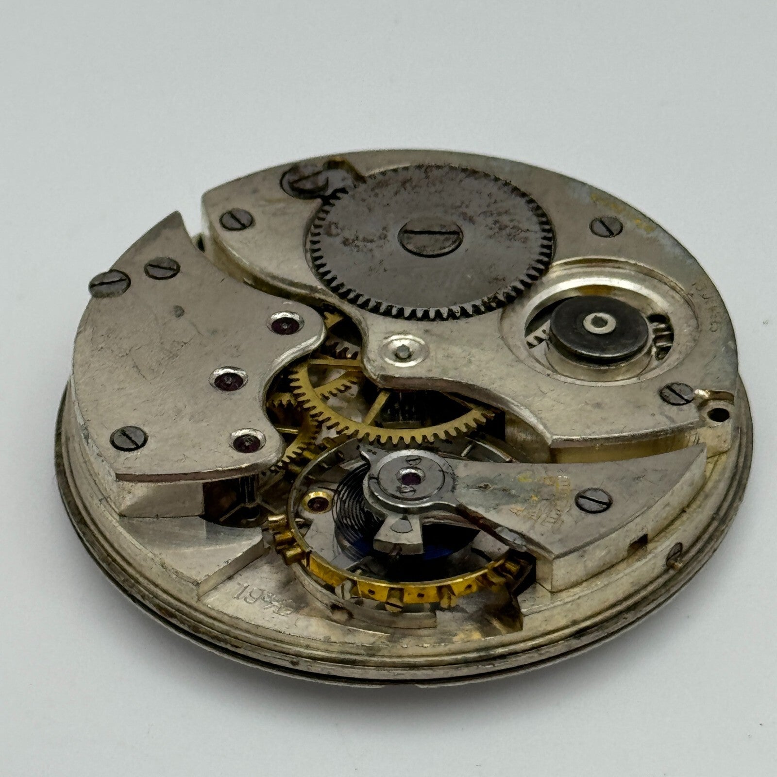 42.8mm Buren 19 35/12 Swiss Open Face J G Graves Pocket Watch Movement PARTS