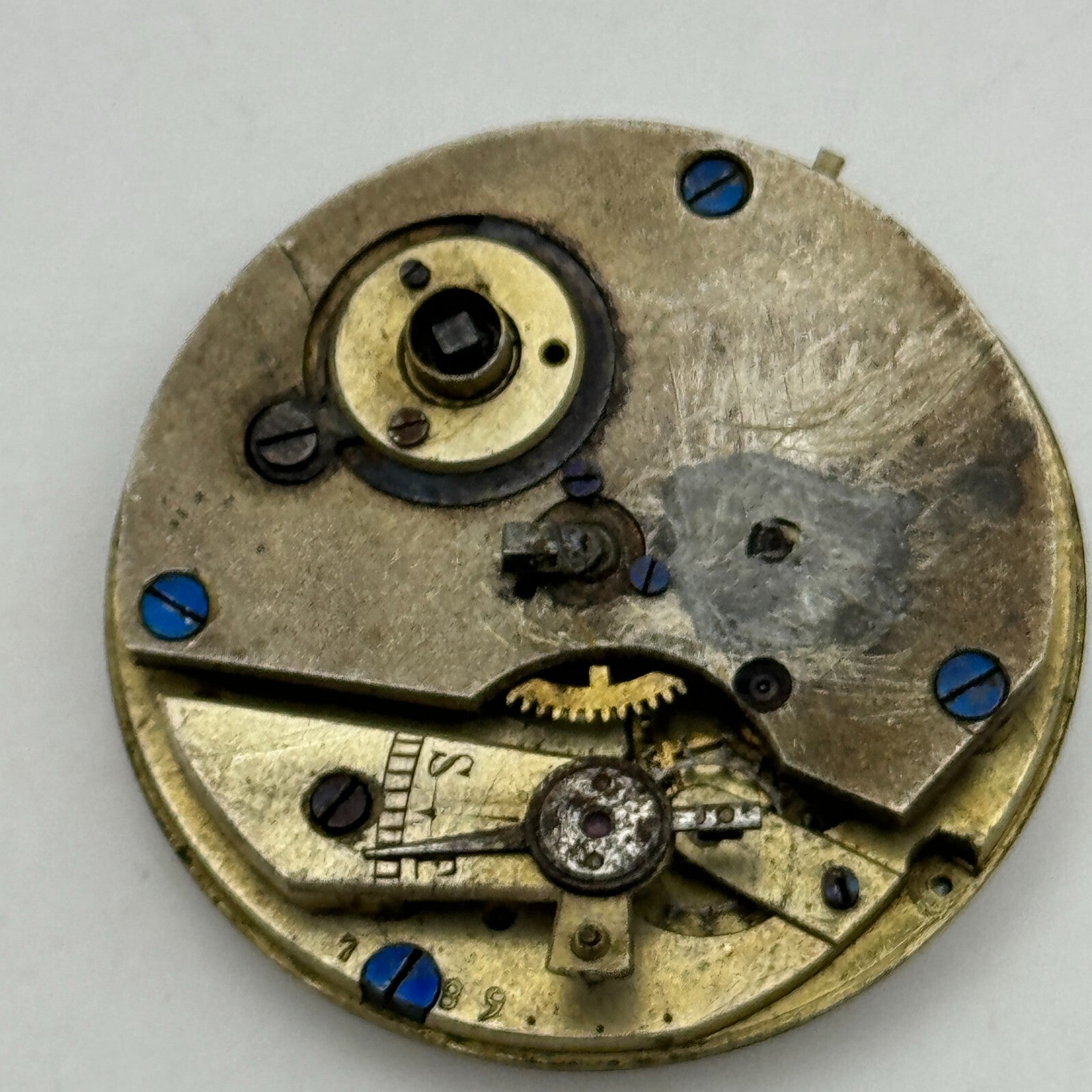 36.2mm Antique Key Wound Partial Pocket Watch Movement PARTS REPAIR SPARES