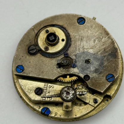 36.2mm Antique Key Wound Partial Pocket Watch Movement PARTS REPAIR SPARES