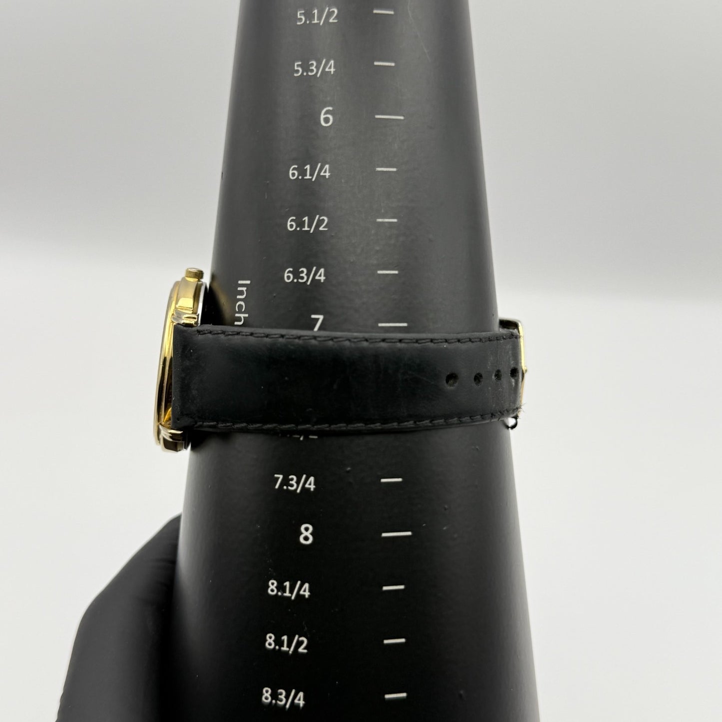 Citizen Ladies Quartz Watch Gold Tone White Dial Black Strap Japan Working 33mm