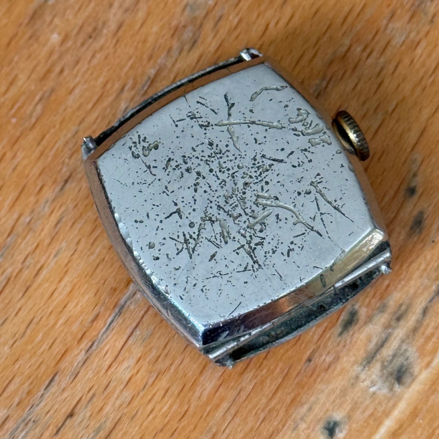 25mm Vintage Hinged Case Newmark Crescent England Nickel Chrome JD Watch PARTS