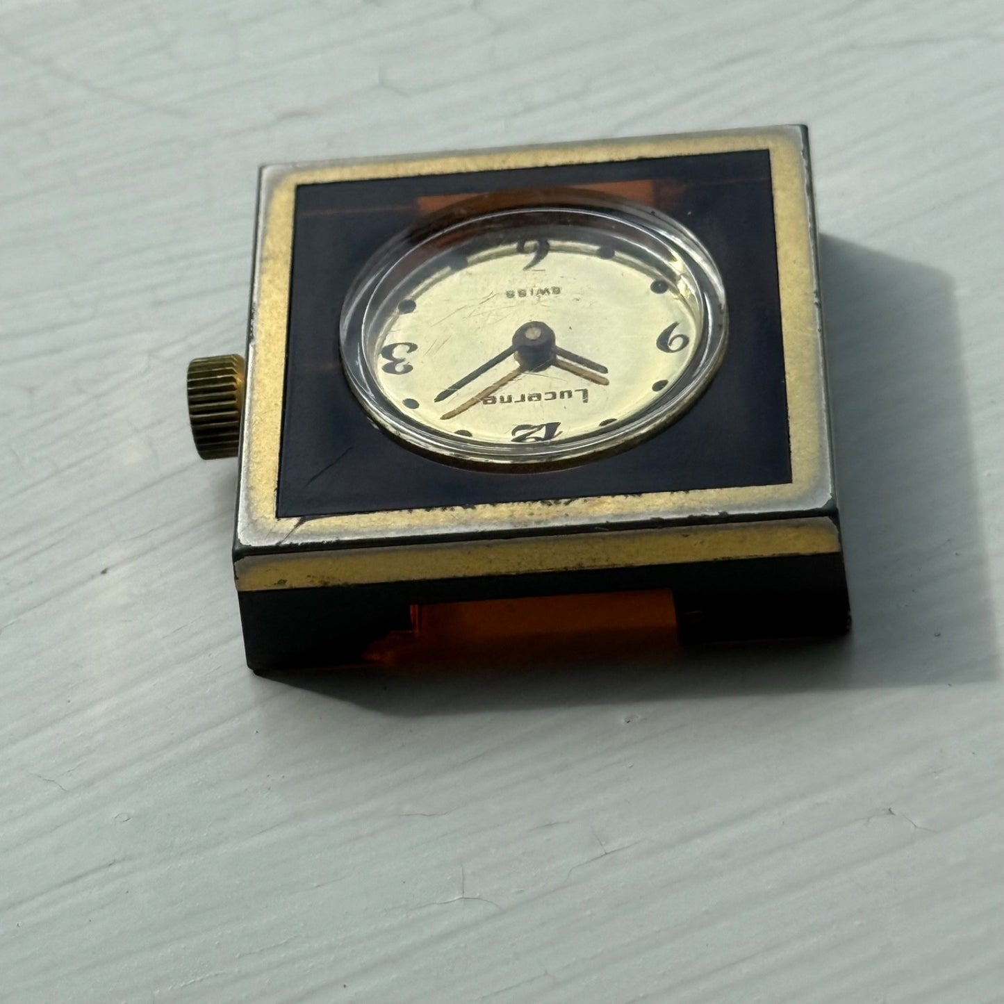 32mm Vintage Square Lucerne Acrylic Case EB 8461 Manual Wind Swiss Watch - PARTS