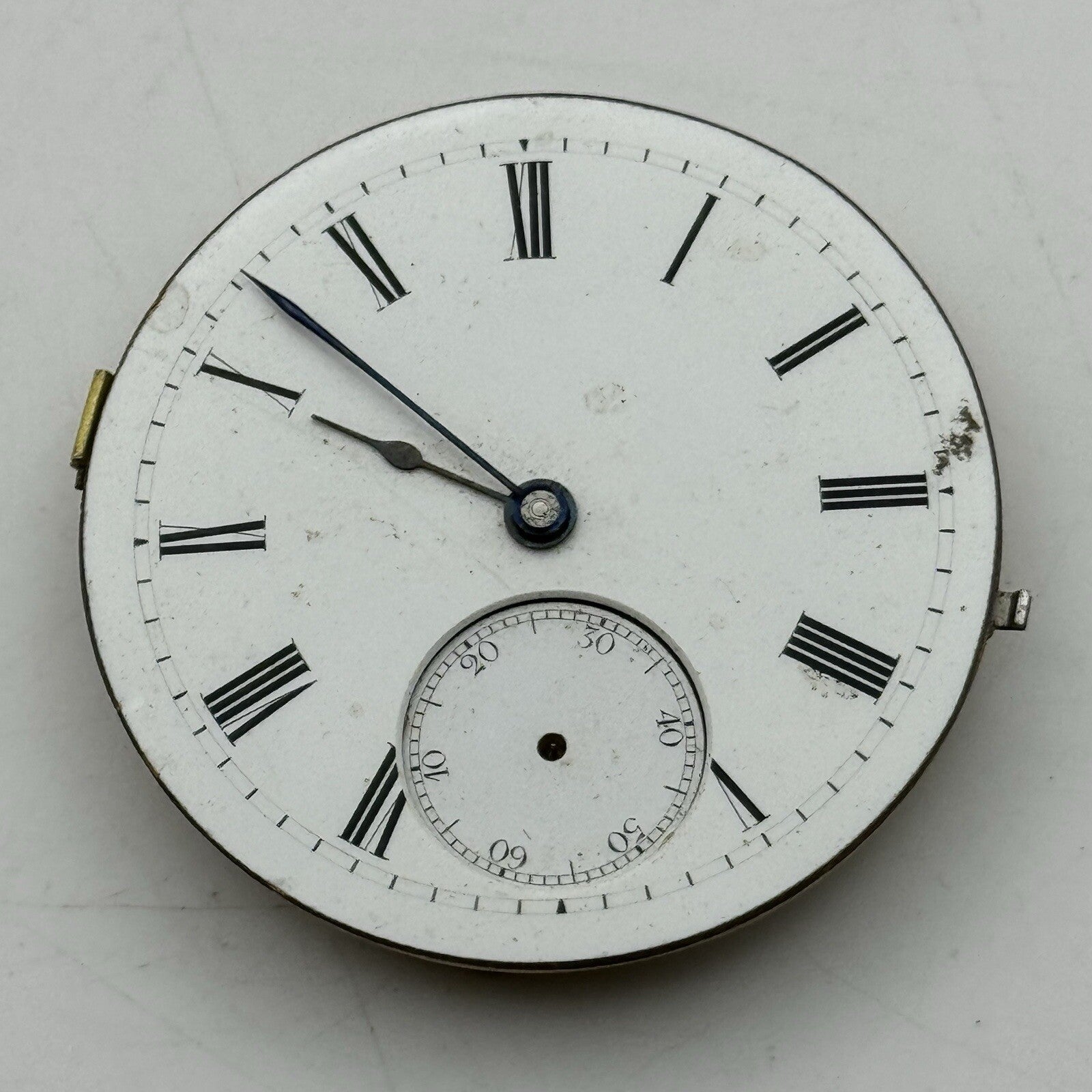 44.7mm Unidentified White Porcelain Dial Pocket Watch Movement FOR PARTS