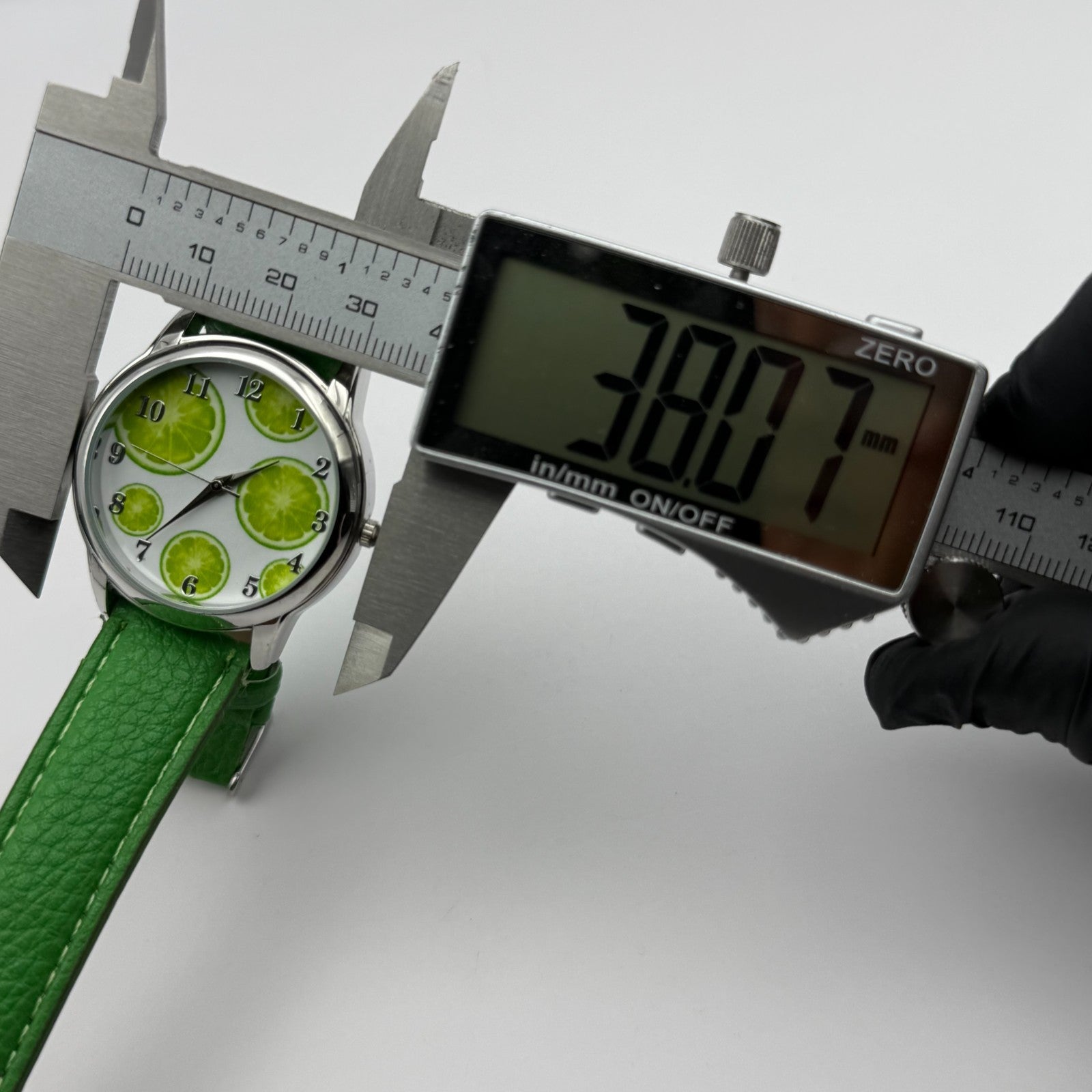 Eve Mon Crios Ladies Quartz Watch Lime Slice Dial Green Strap Japan Working 36mm