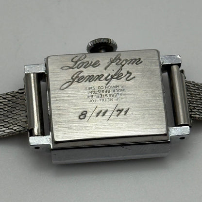 20mm 1970s Vintage Oris Green Dial Ladies Engraved Manual Wind Watch PARTS