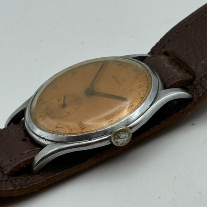 34mm Men’s Vintage Onsa Bund Strap Salmon Dial Manual Wind Watch TO RESTORE