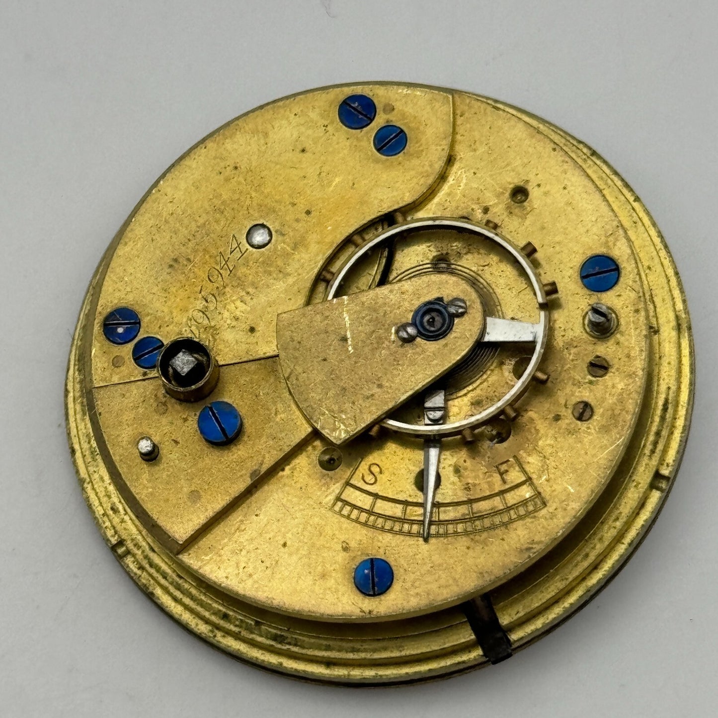 45mm Antique J W Johnston & Son Carlisle Key Wound Pocket Watch Movement PARTS