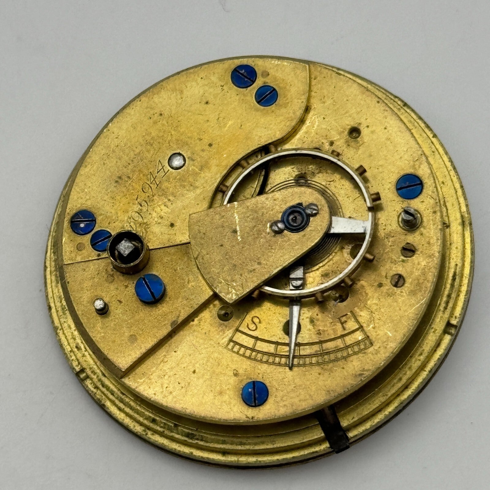 45mm Antique J W Johnston & Son Carlisle Key Wound Pocket Watch Movement PARTS
