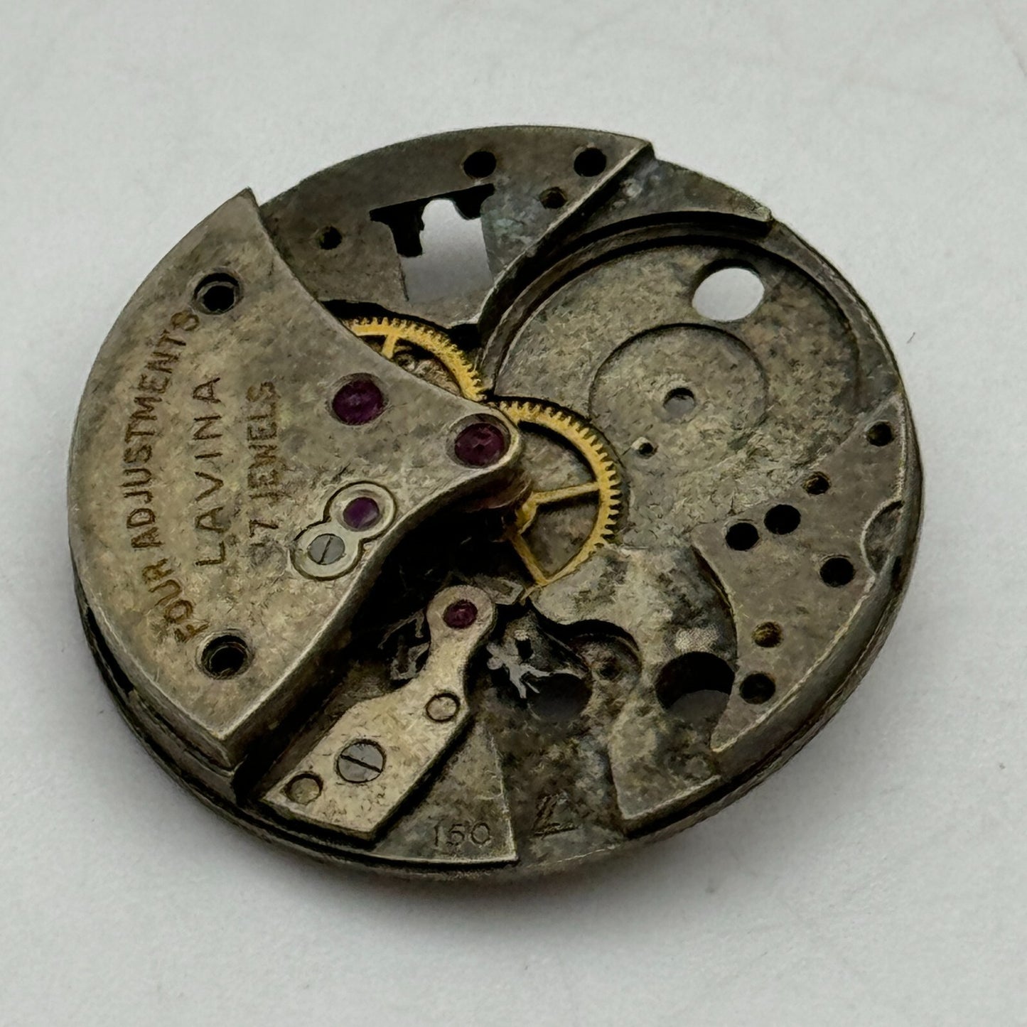 23.6mm Lavina Cal 150 Partial Manual Wind Watch Movement Swiss Vintage PARTS