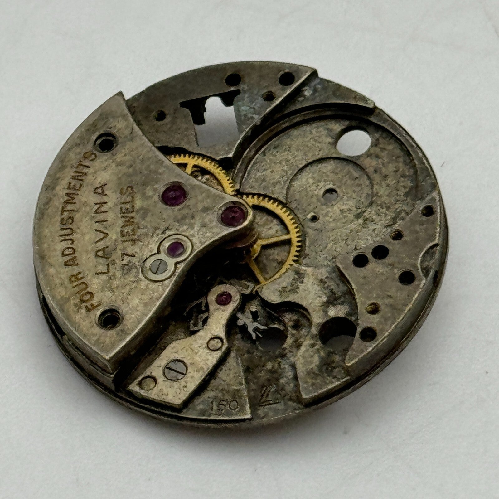 23.6mm Lavina Cal 150 Partial Manual Wind Watch Movement Swiss Vintage PARTS