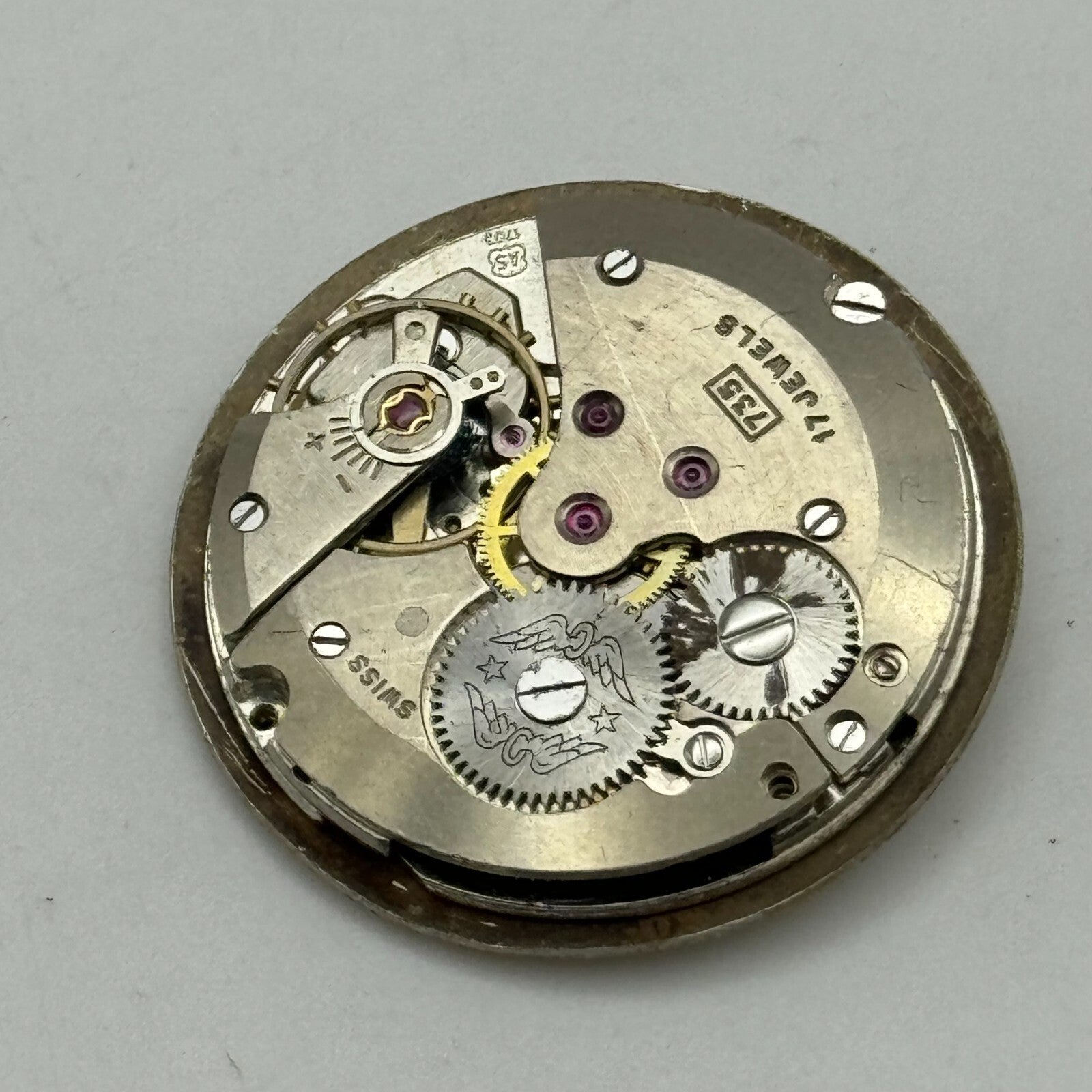26mm Mens Rotary AS 1703 Good Balance Manual Wind Watch Movement PARTS REPAIR