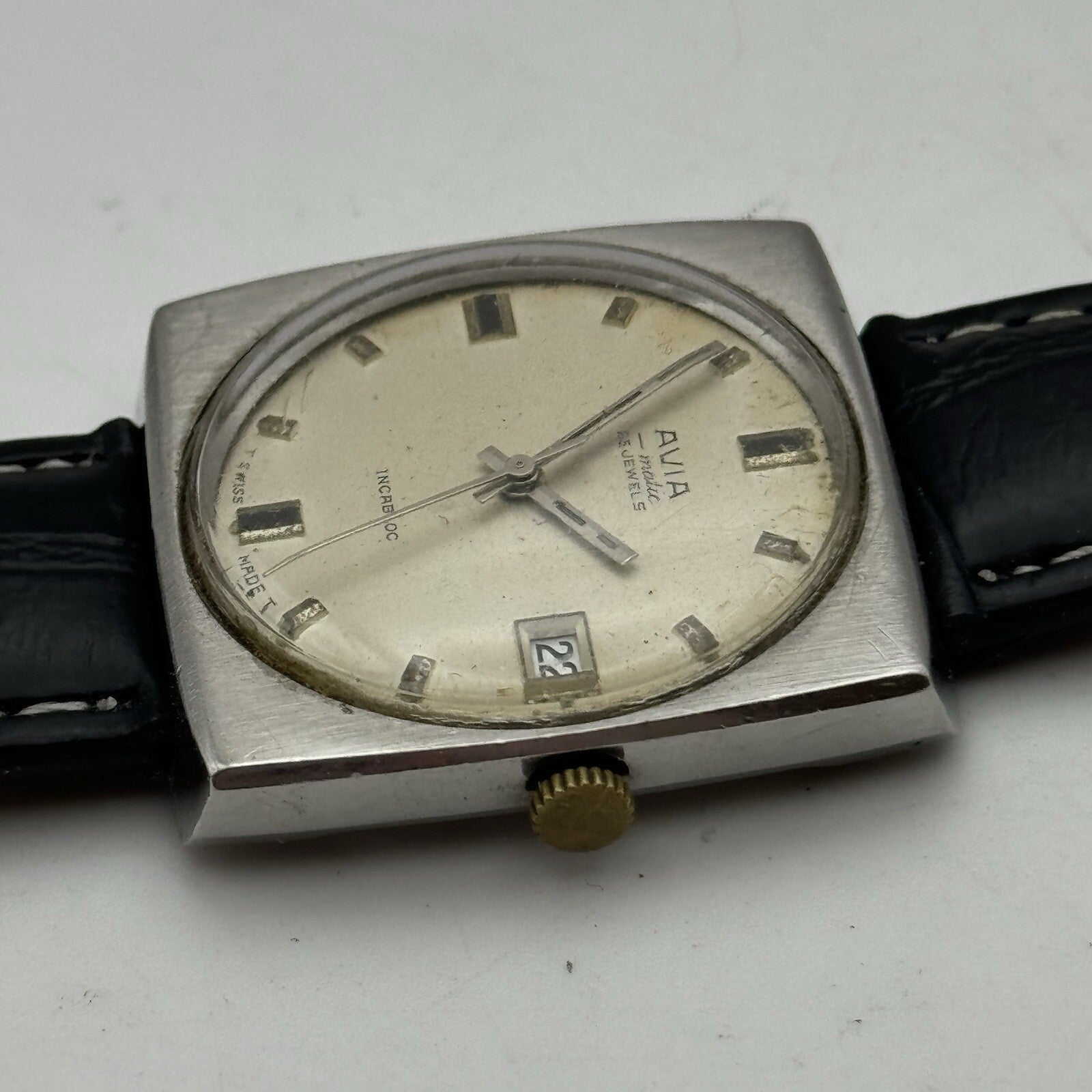 32mm Mens Avia Matic Automatic Sweep Seconds Square Watch FOR PARTS TO RESTORE