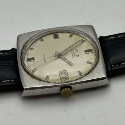 32mm Mens Avia Matic Automatic Sweep Seconds Square Watch FOR PARTS TO RESTORE