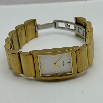 19mm Working Alfex 5301-R-D Plum Design Gold Plated Vintage Quartz Watch 6 Inch