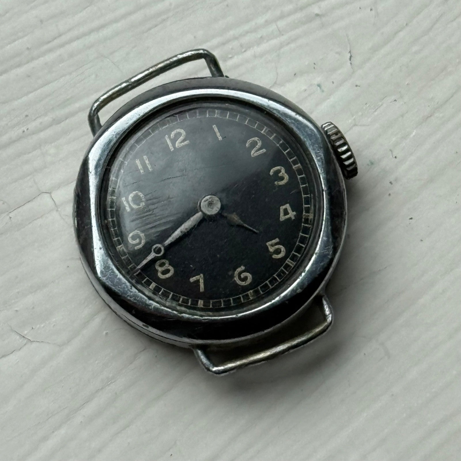 21mm Vintage Engraved D M Lewis Black Dial Manual Wind Watch PARTS / REPAIR