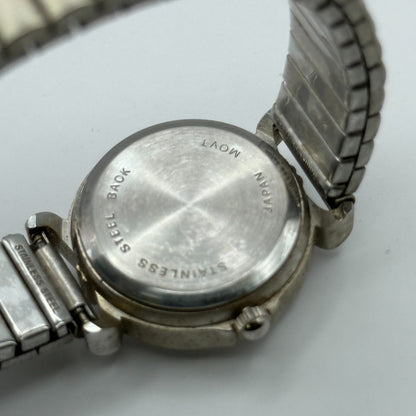 Genious Ladies Quartz Watch Silver Tone Expandable Band Japan Steel Working 24mm