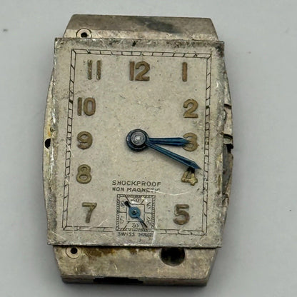 Marvin 610 Tank Tonneau 15 Jewels Watch Movement Manual Wind Parts Repair 17.8mm