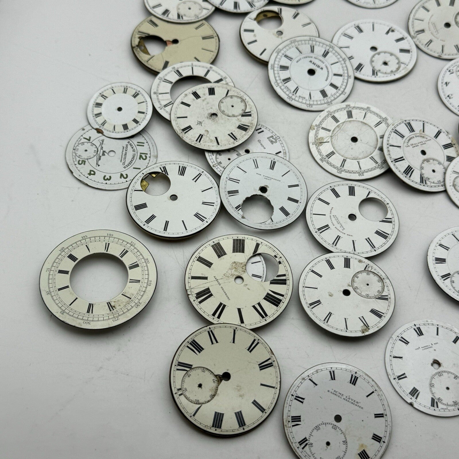 Large Job Lot Of 30- 40 X Pocket Watch Dials Only Spares / Repairs Watchmakers