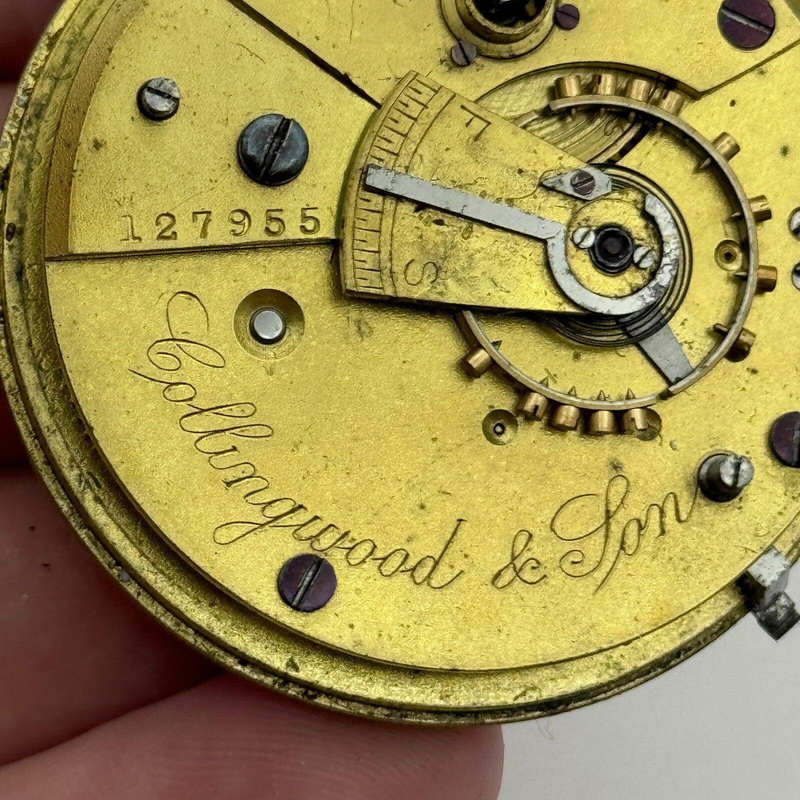 44.9mm Antique Collingwood & Son The Cleveland Pocket Watch Movement PARTS SPARE