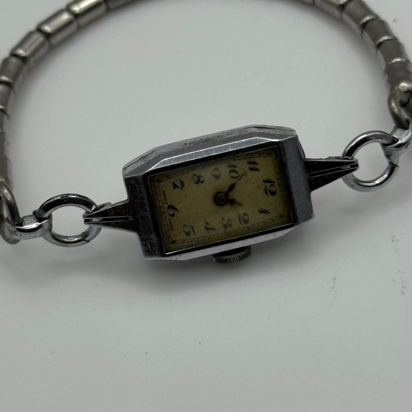 14mm Vintage Ladies Art Deco Beaded Bracelet Manual Wind Watch PARTS / REPAIR