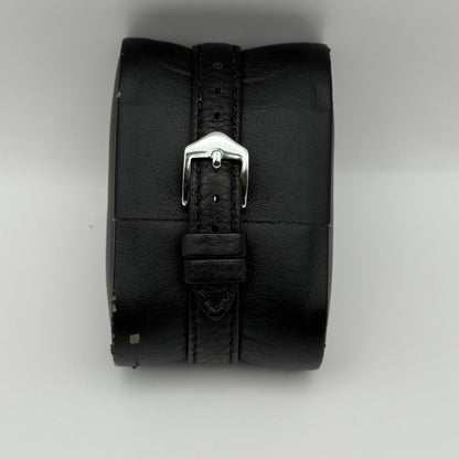 Anne Klein Ladies Quartz Watch White Dial Black Leather Strap Japan Working 18mm