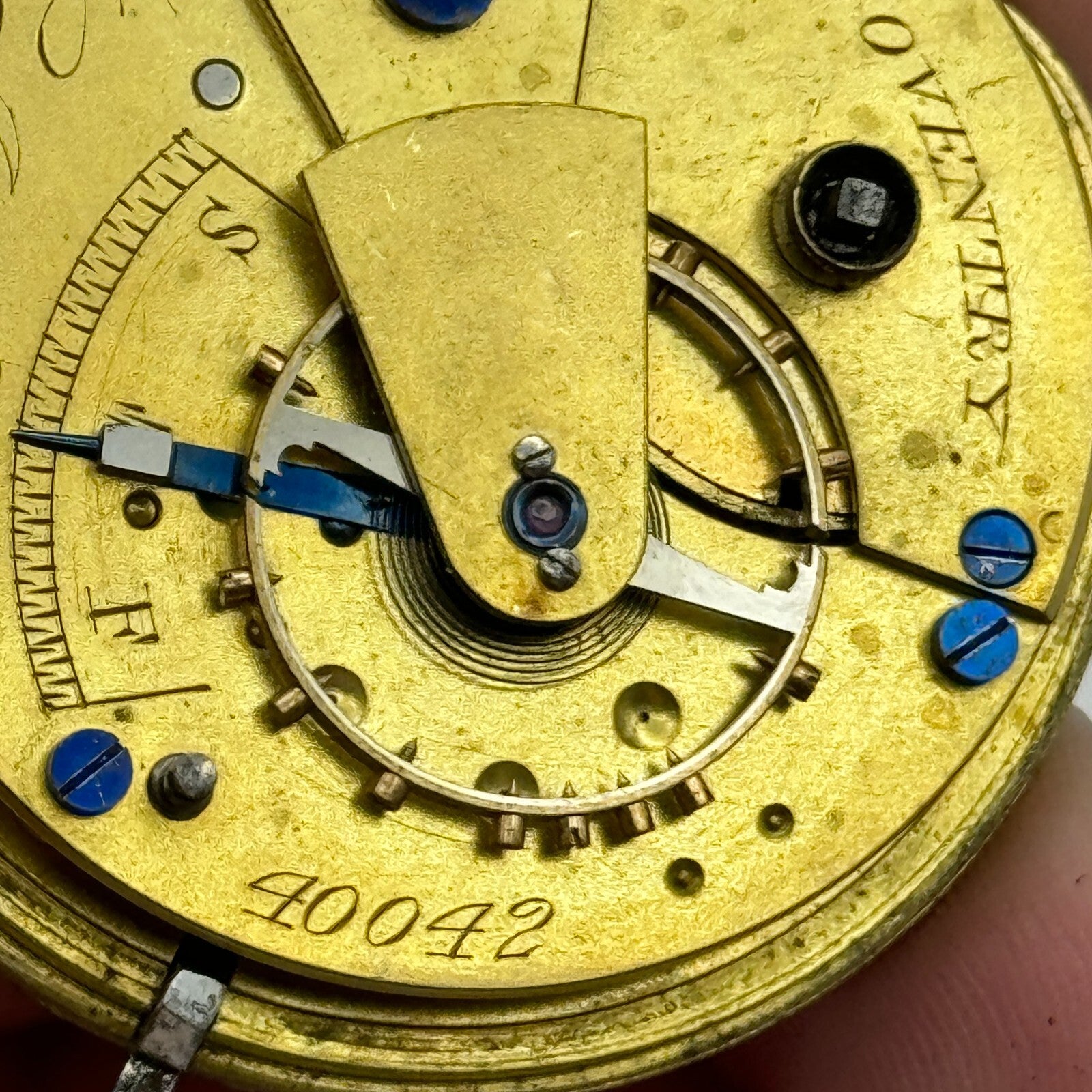 44.6mm Antique H J Norris Coventry Balance Intact Pocket Watch Movement PARTS