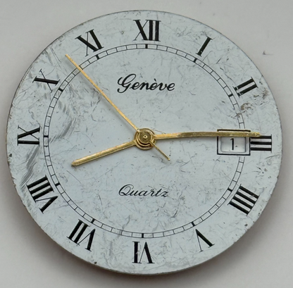 ETA 955.414 Quartz Watch Movement Geneve Date Vintage Swiss Parts Repair 23.8mm