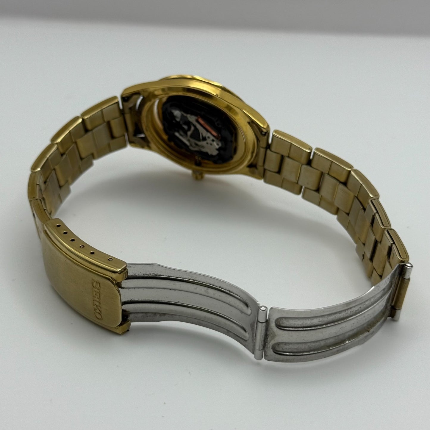 Seiko Mens Quartz Watch 7N43-9070 Gold Tone Bracelet Japan 36mm PARTS REPAIR