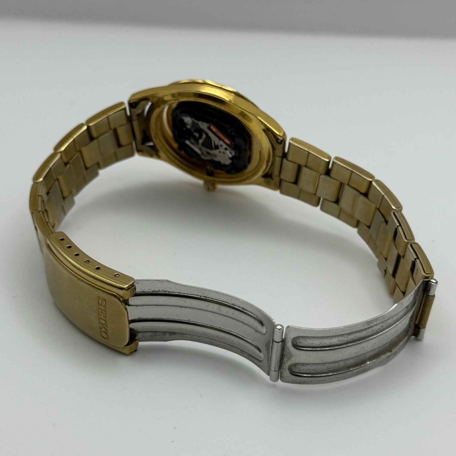 Seiko Mens Quartz Watch 7N43-9070 Gold Tone Bracelet Japan 36mm PARTS REPAIR