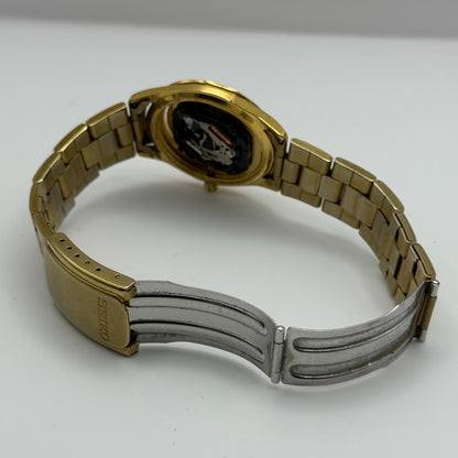 Seiko Mens Quartz Watch 7N43-9070 Gold Tone Bracelet Japan 36mm PARTS REPAIR