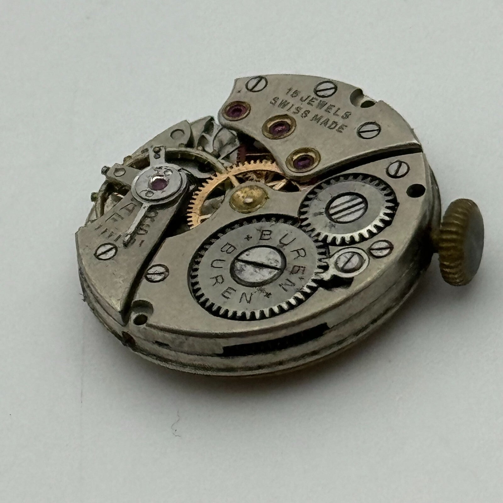 19.6mm Running Buren Cal 355 Manual Wind Swiss Watch Movement Vintage PARTS