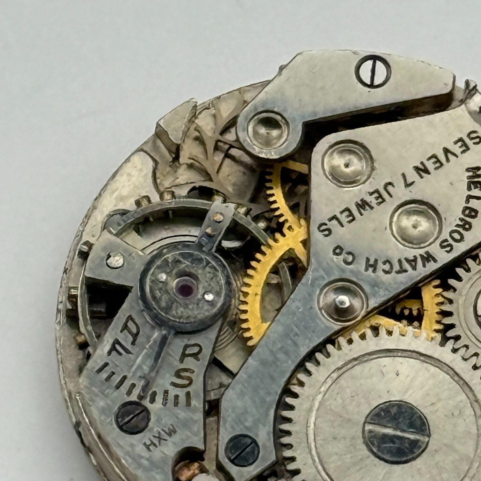 Helbros MXH 7 Jewels Watch Movement Manual Wind Vintage Parts Repair 19.5mm