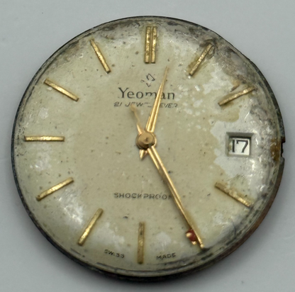 ETA 2409 Date Watch Movement Yeoman Lever Manual Wind Vintage Parts 29.7mm