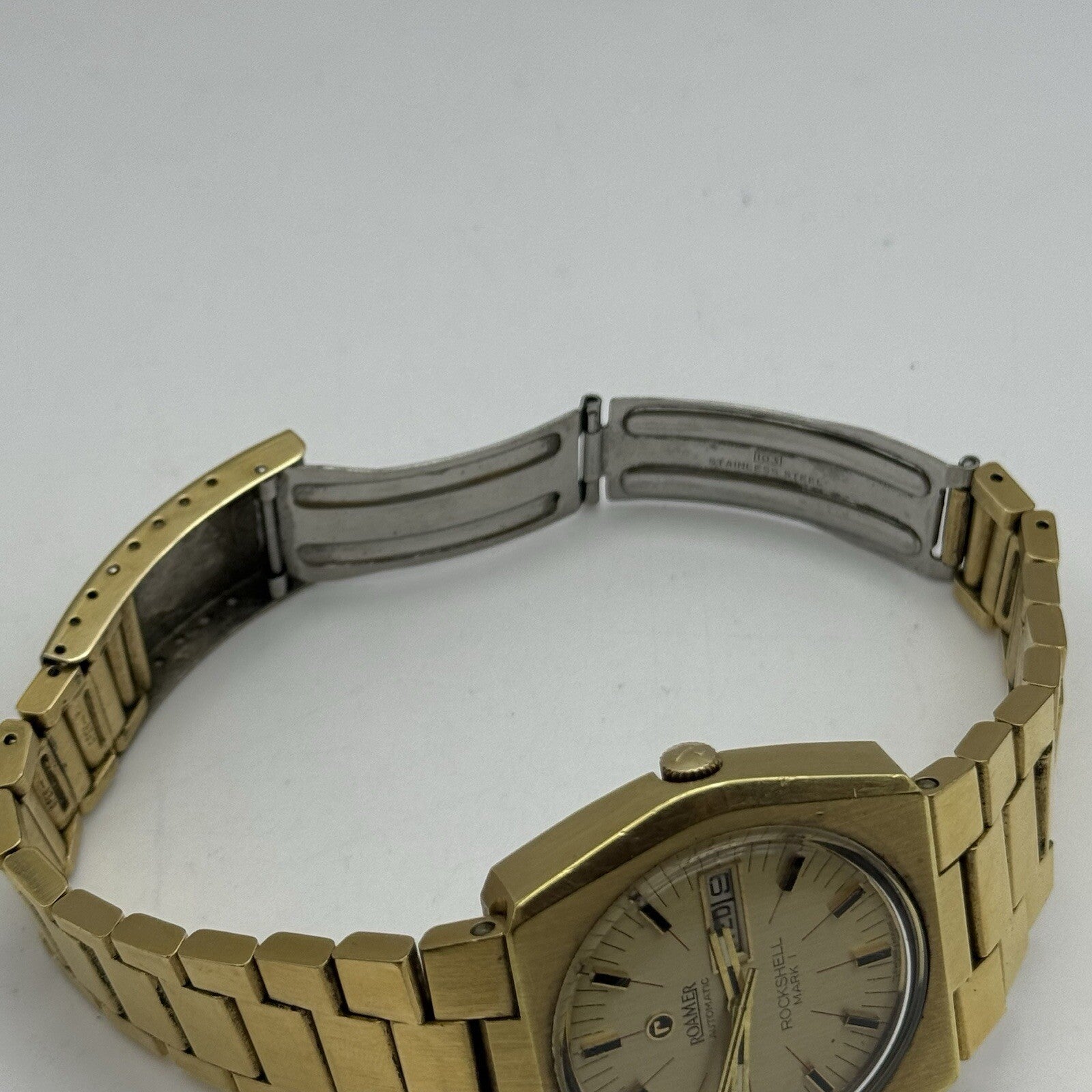 39mm Men’s Roamer Rockshell Mark I Automatic Day Date Watch Runs RESTORE