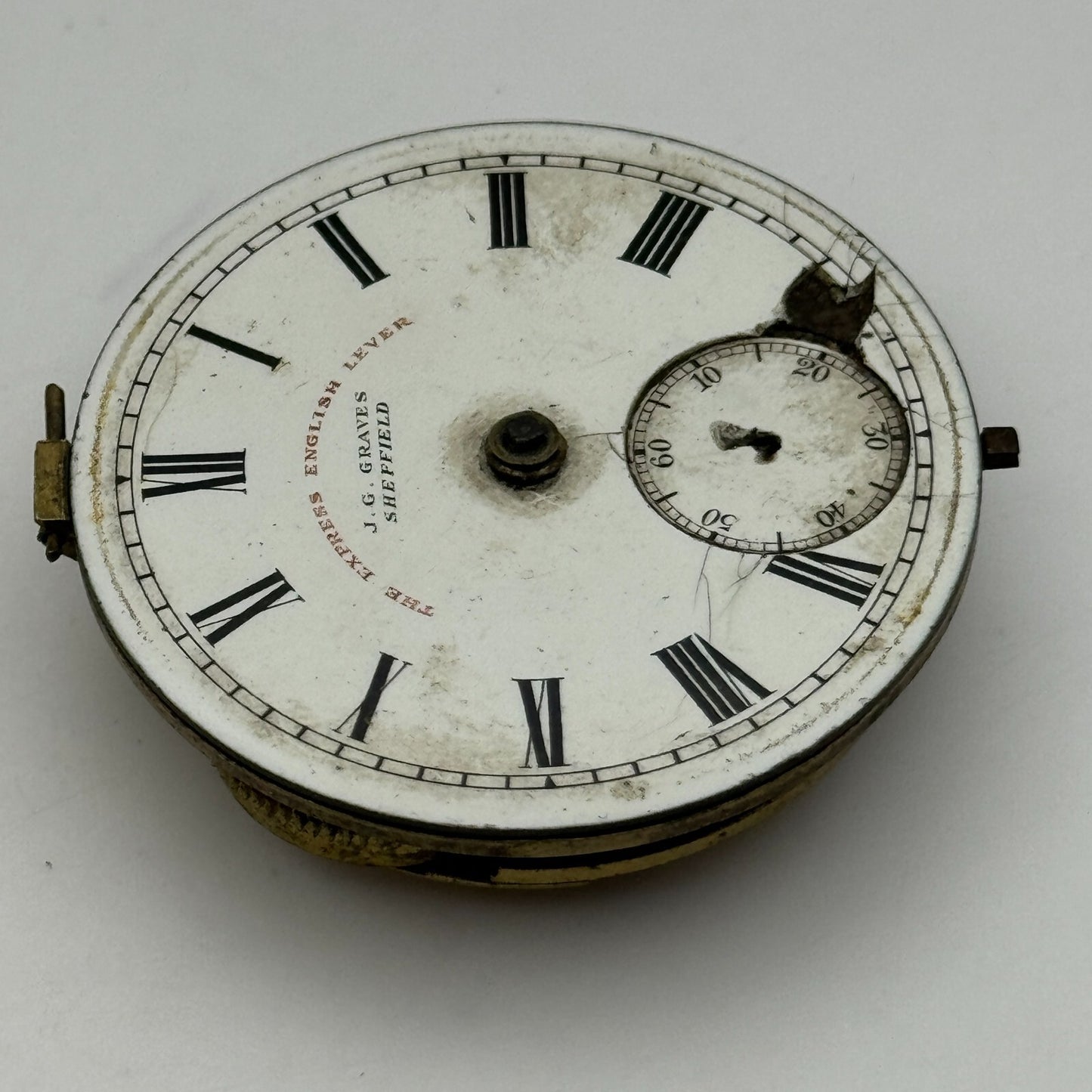 44.7mm Antique J G Graves English Express Lever Pocket Watch Movement PARTS