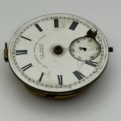 44.7mm Antique J G Graves English Express Lever Pocket Watch Movement PARTS