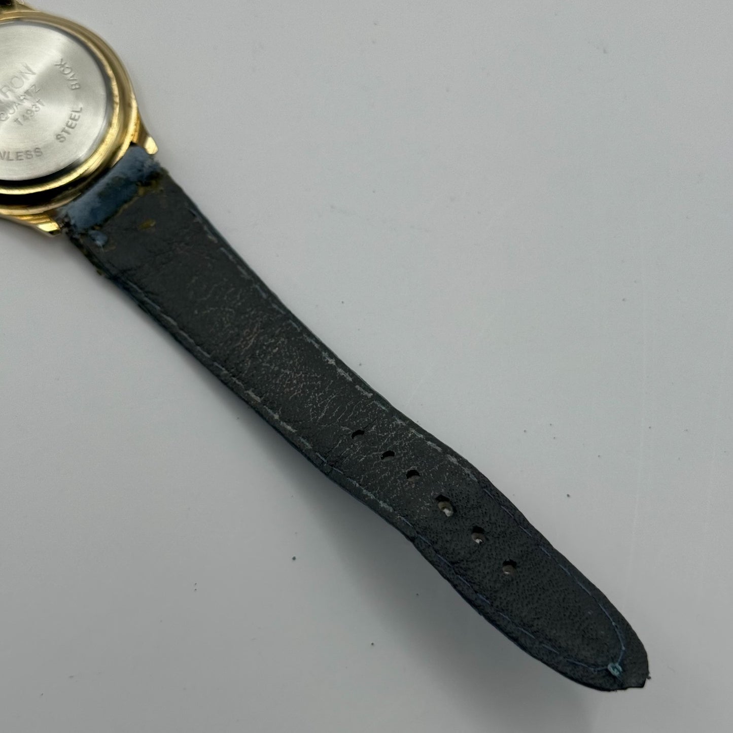 Citron Ladies Quartz Watch Dolphin Dial Gold Tone Blue Strap Working 35mm