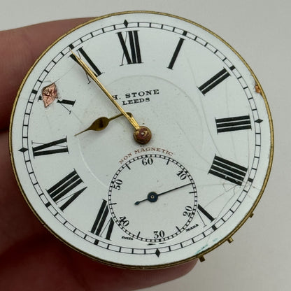 46.4mm Antique H Stone Leeds Balance Ok Key Wound Pocket Watch Movement PARTS