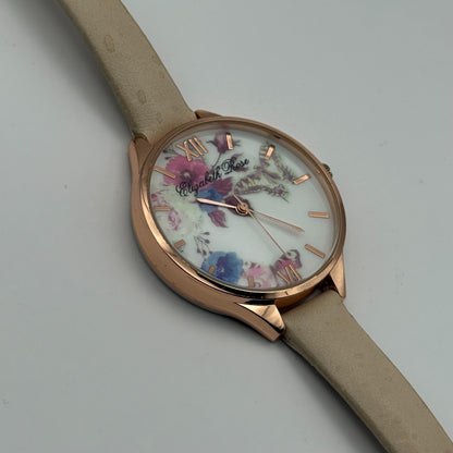 Elizabeth Rose Ladies Quartz Watch Floral Dial Rose Gold Tone Working 36mm