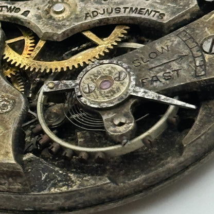 43.1mm Open Face Piedmont Watch Co 6 Jewels Swiss Pocket Watch Movement PARTS