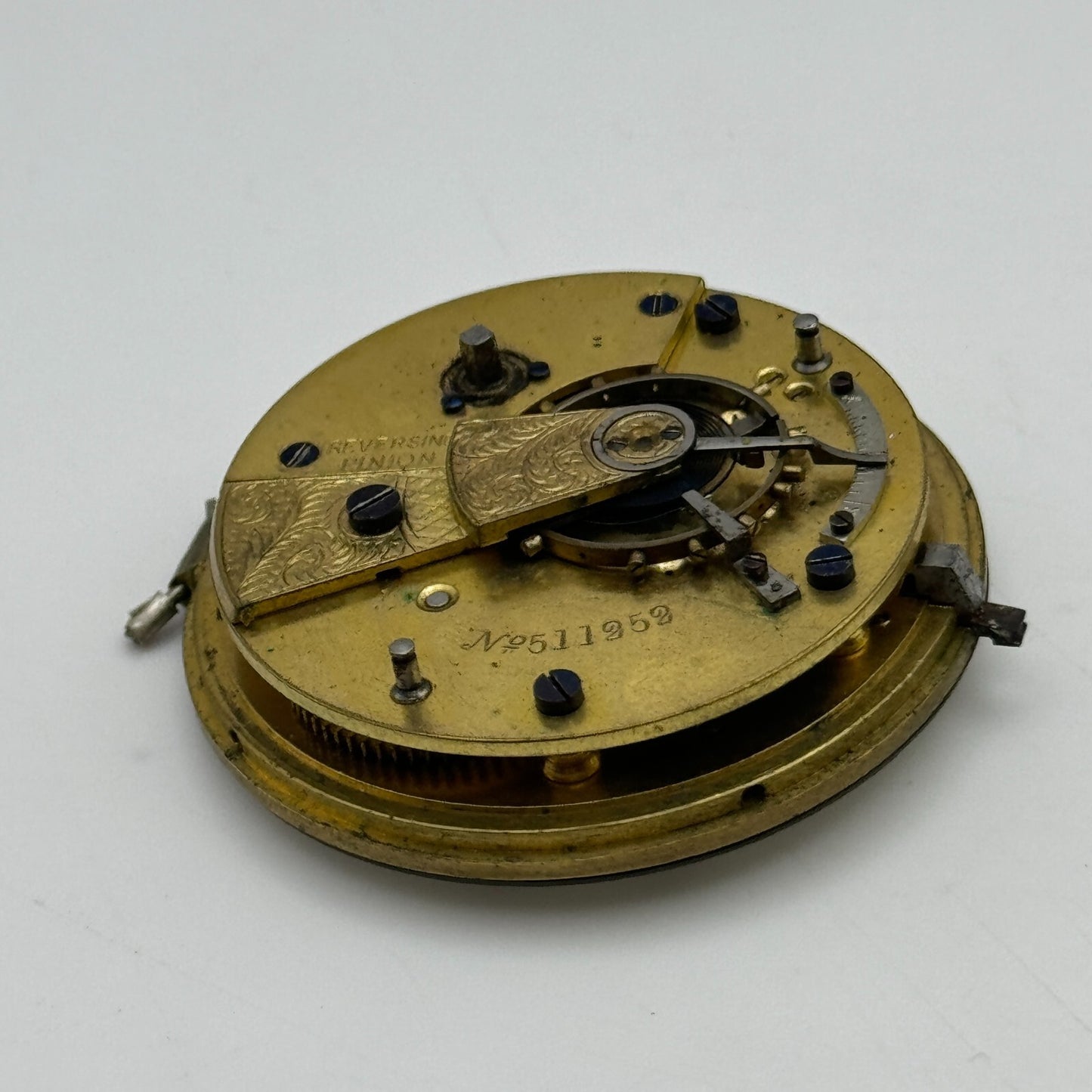 42.9mm Antique Reversing Pinion English Pocket Watch Movement PARTS SPARES