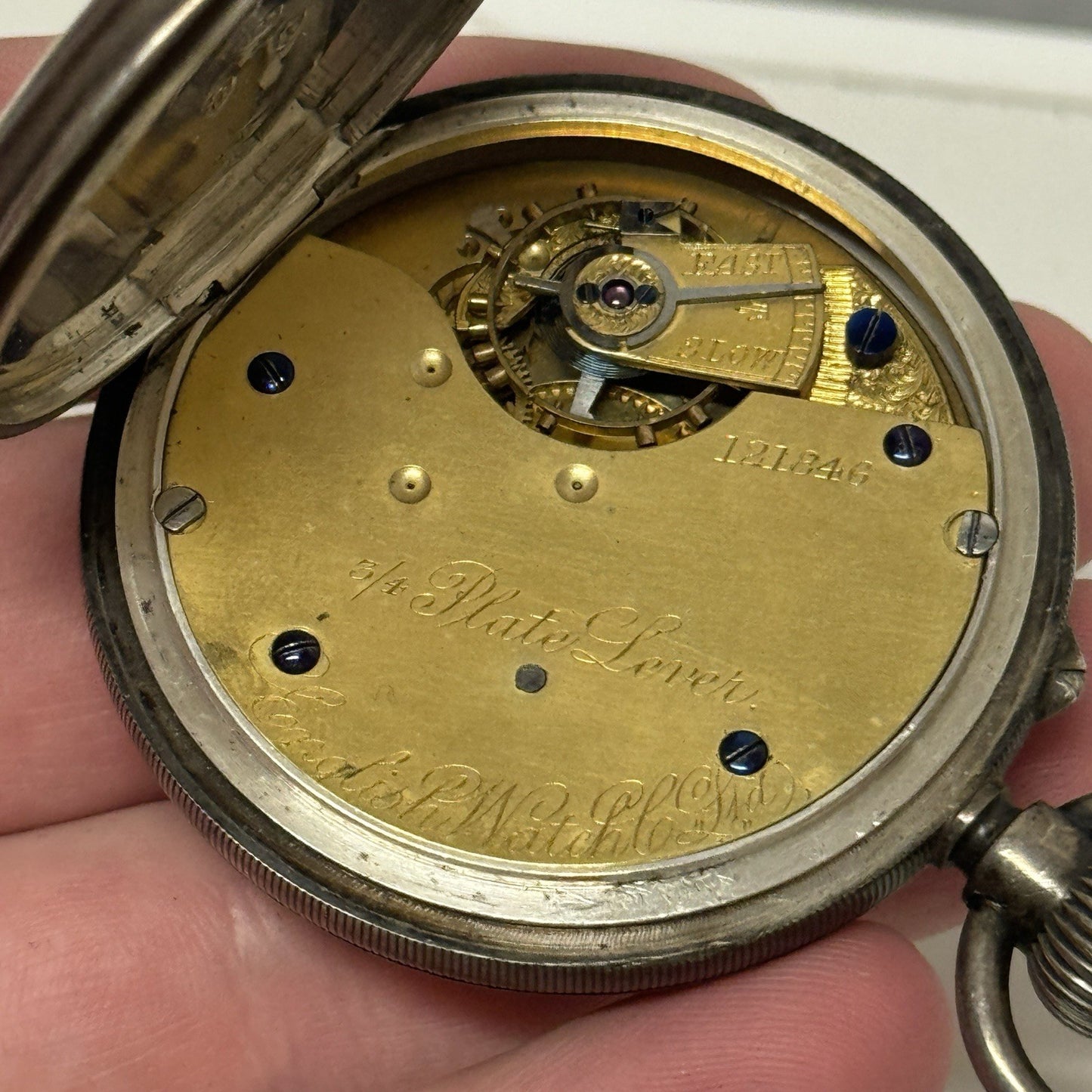 Pin Set Sterling Silver 3/4 Plate Lever English Watch LTD Pocket Watch TO REPAIR