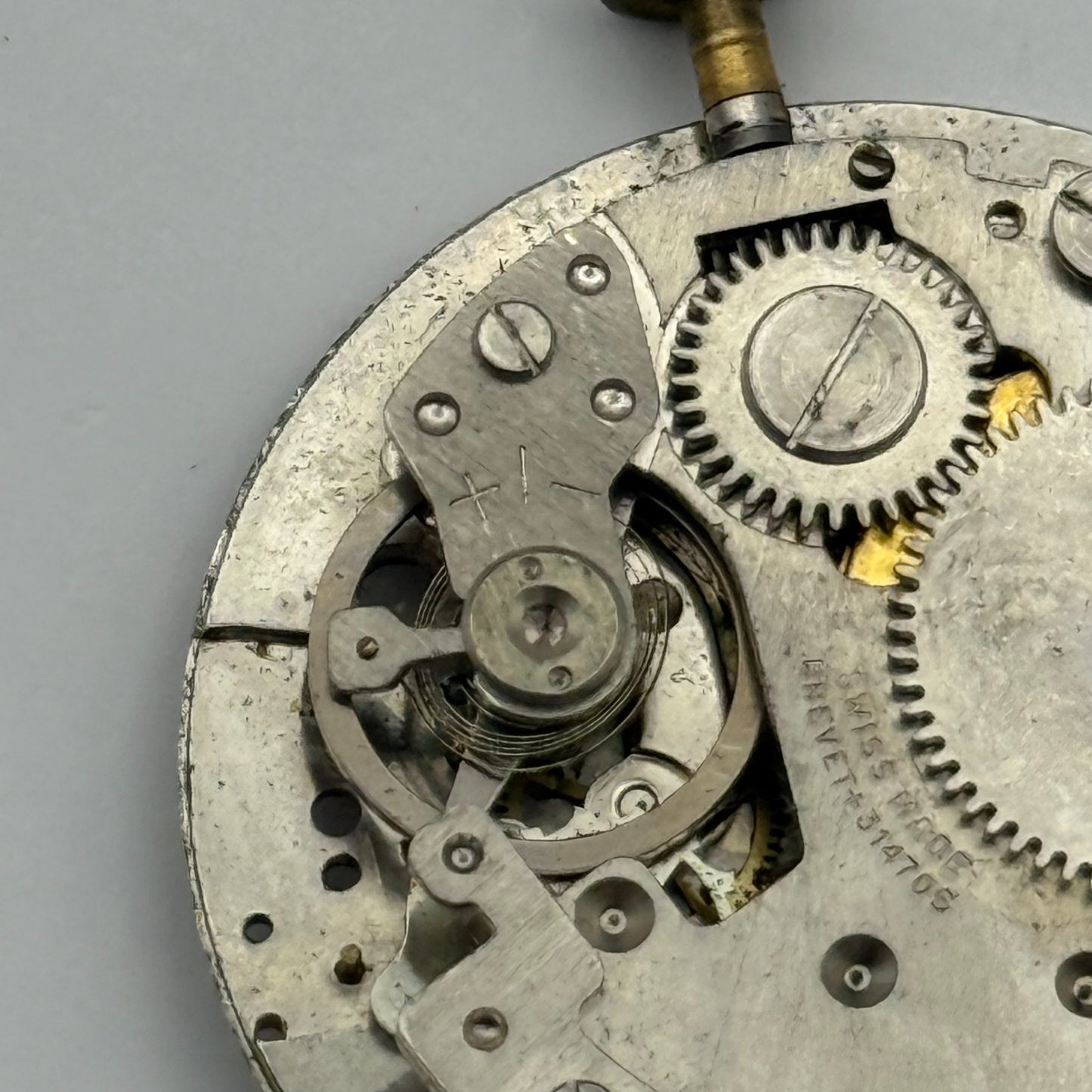 BFG 875 Watch Movement 1 Jewel Manual Wind Swiss Vintage Parts Repair 31.1mm